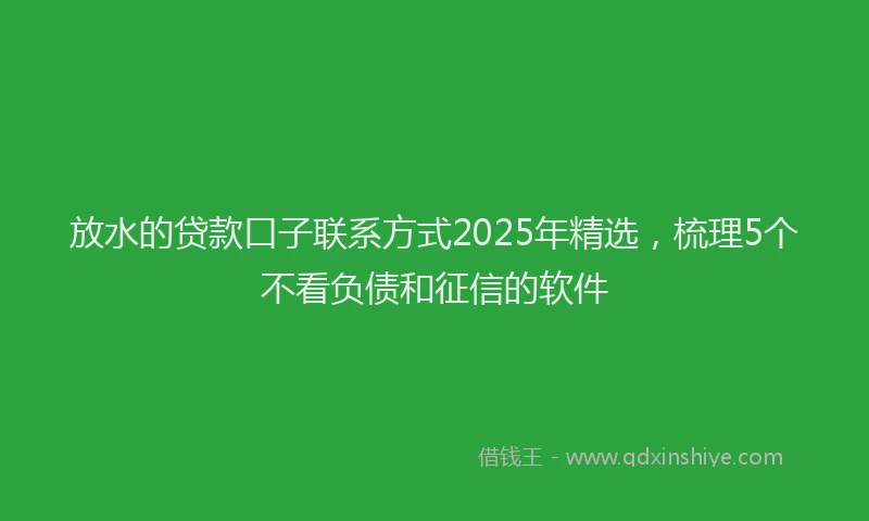 放水的贷款口子联系方式2025年精选，梳理5个不看负债和征信的软件