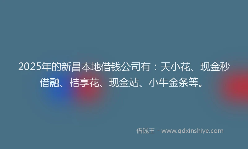 2025年的新昌本地借钱公司有：天小花、现金秒借融、桔享花、现金站、小牛金条等。