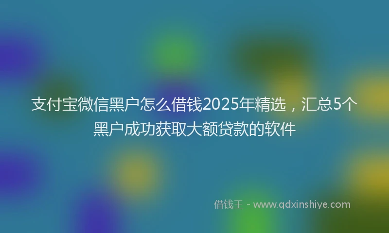 支付宝微信黑户怎么借钱2025年精选，汇总5个黑户成功获取大额贷款的软件