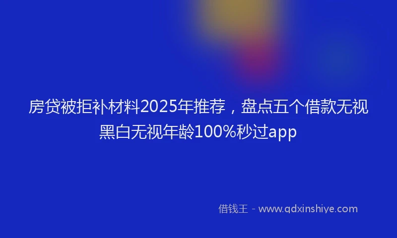 房贷被拒补材料2025年推荐，盘点五个借款无视黑白无视年龄100%秒过app