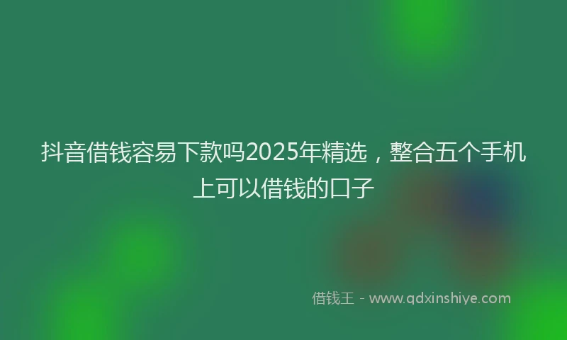 抖音借钱容易下款吗2025年精选，整合五个手机上可以借钱的口子