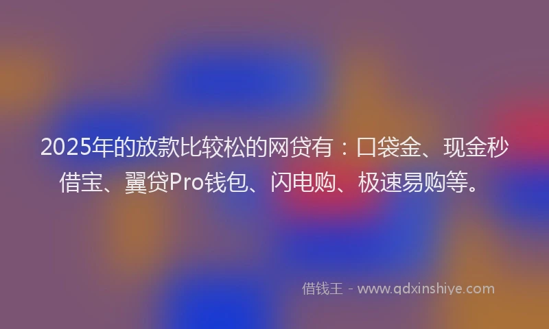 2025年的放款比较松的网贷有：口袋金、现金秒借宝、翼贷Pro钱包、闪电购、极速易购等。