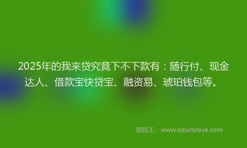 2025年的我来贷究竟下不下款有：随行付、现金达人、借款宝快贷宝、融资易、琥珀钱包等。