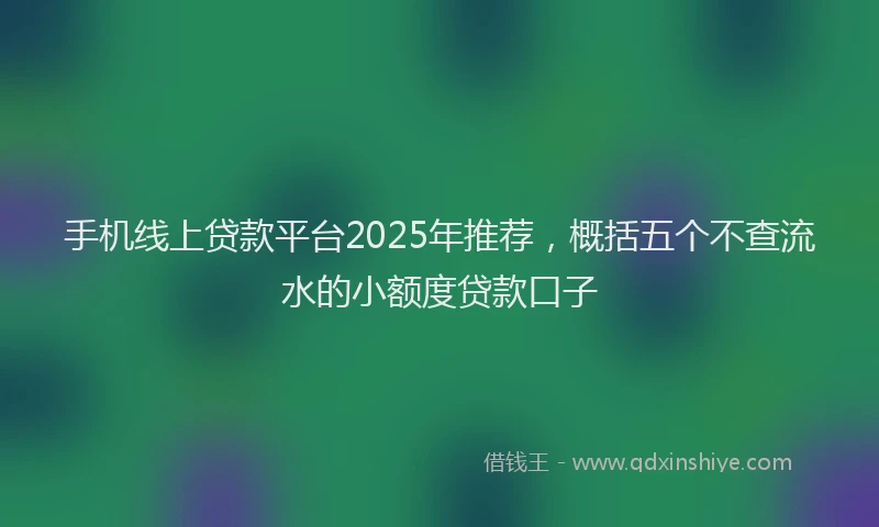 手机线上贷款平台2025年推荐，概括五个不查流水的小额度贷款口子