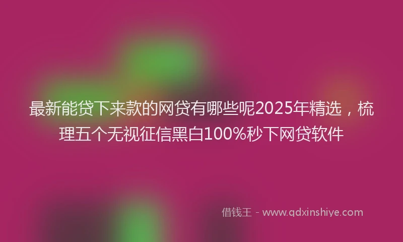 最新能贷下来款的网贷有哪些呢2025年精选，梳理五个无视征信黑白100%秒下网贷软件