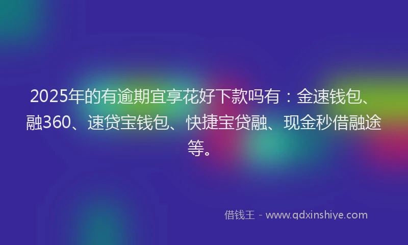 2025年的有逾期宜享花好下款吗有：金速钱包、融360、速贷宝钱包、快捷宝贷融、现金秒借融途等。