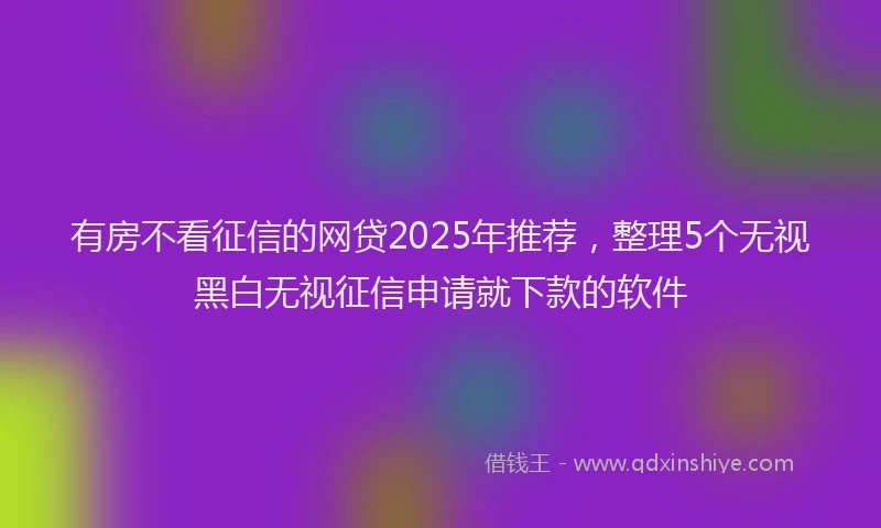 有房不看征信的网贷2025年推荐，整理5个无视黑白无视征信申请就下款的软件