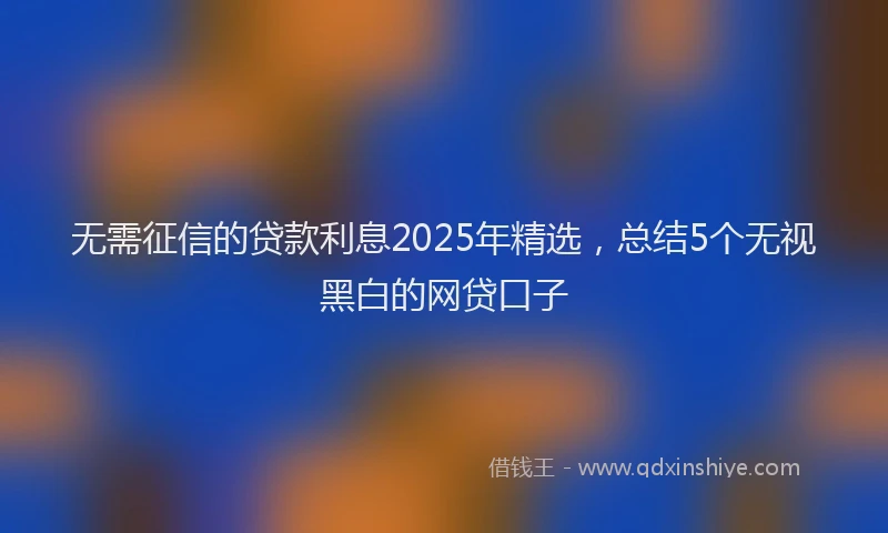 无需征信的贷款利息2025年精选，总结5个无视黑白的网贷口子