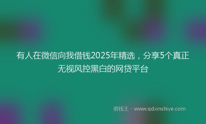 有人在微信向我借钱2025年精选，分享5个真正无视风控黑白的网贷平台