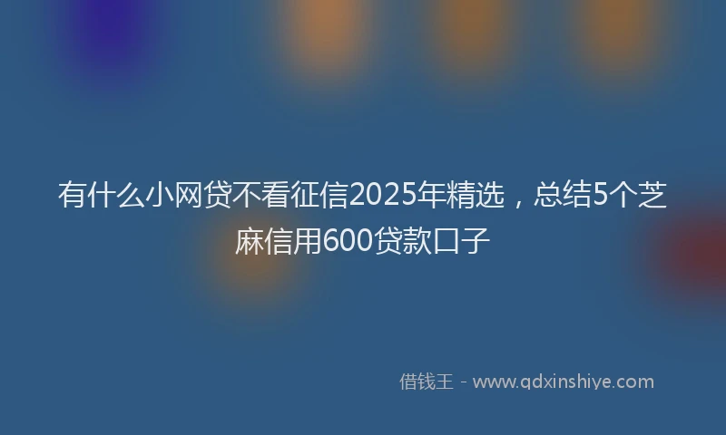 有什么小网贷不看征信2025年精选，总结5个芝麻信用600贷款口子