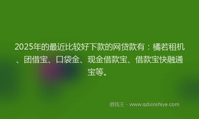 2025年的最近比较好下款的网贷款有：橘若租机、团借宝、口袋金、现金借款宝、借款宝快融通宝等。