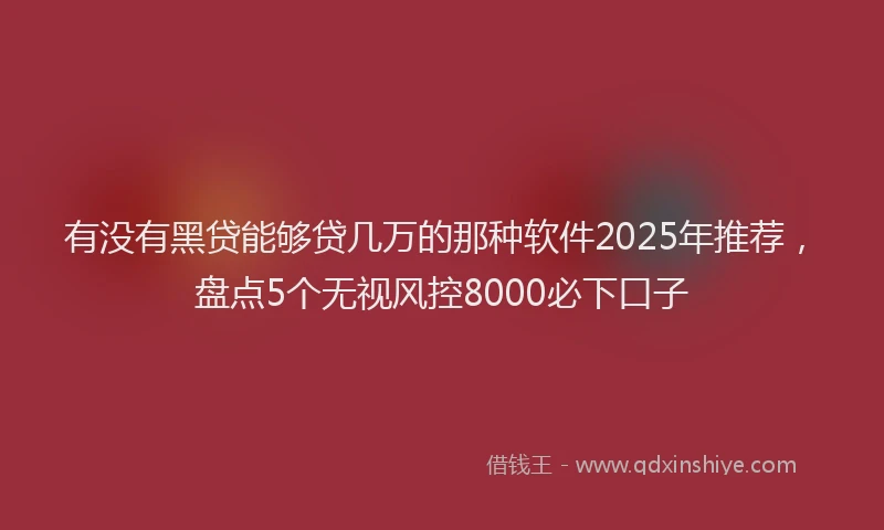 有没有黑贷能够贷几万的那种软件2025年推荐，盘点5个无视风控8000必下口子