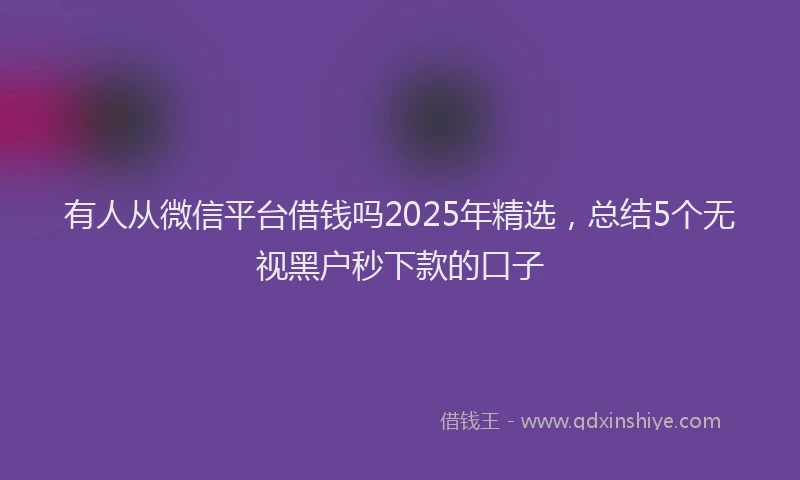 有人从微信平台借钱吗2025年精选，总结5个无视黑户秒下款的口子