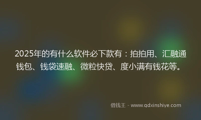2025年的有什么软件必下款有：拍拍用、汇融通钱包、钱袋速融、微粒快贷、度小满有钱花等。