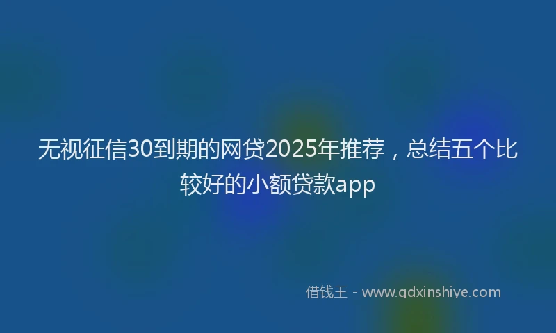 无视征信30到期的网贷2025年推荐，总结五个比较好的小额贷款app