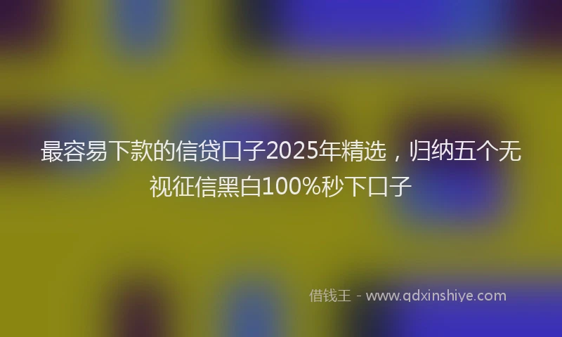 最容易下款的信贷口子2025年精选，归纳五个无视征信黑白100%秒下口子