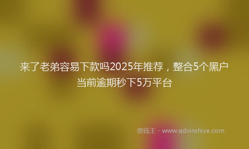 来了老弟容易下款吗2025年推荐，整合5个黑户当前逾期秒下5万平台