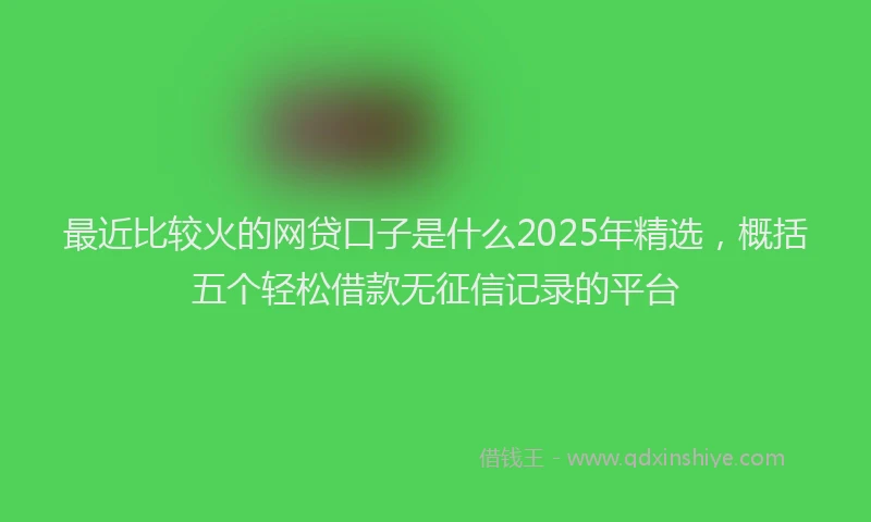 最近比较火的网贷口子是什么2025年精选，概括五个轻松借款无征信记录的平台