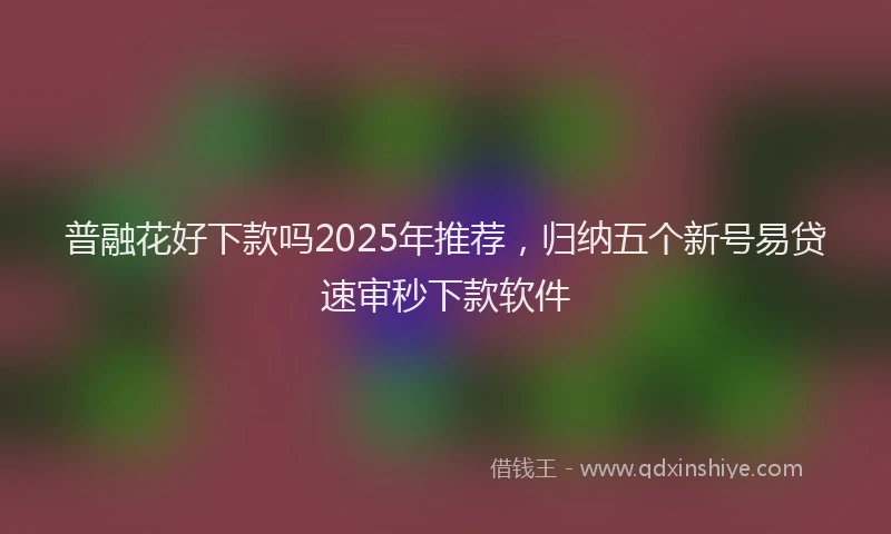 普融花好下款吗2025年推荐，归纳五个新号易贷速审秒下款软件