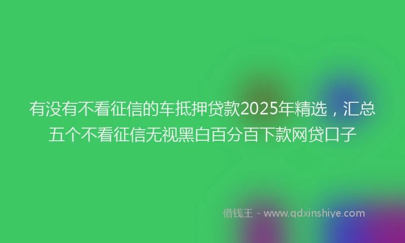有没有不看征信的车抵押贷款2025年精选，汇总五个不看征信无视黑白百分百下款网贷口子