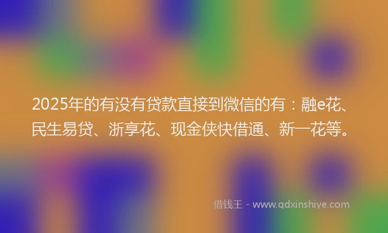 2025年的有没有贷款直接到微信的有：融e花、民生易贷、浙享花、现金侠快借通、新一花等。