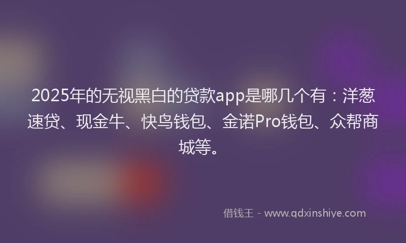 2025年的无视黑白的贷款app是哪几个有：洋葱速贷、现金牛、快鸟钱包、金诺Pro钱包、众帮商城等。