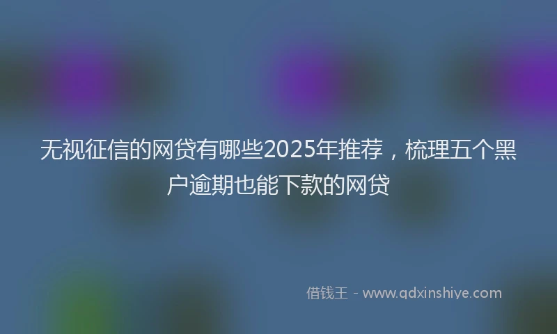 无视征信的网贷有哪些2025年推荐，梳理五个黑户逾期也能下款的网贷