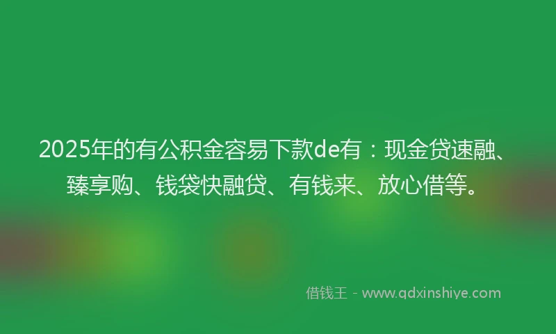 2025年的有公积金容易下款de有：现金贷速融、臻享购、钱袋快融贷、有钱来、放心借等。