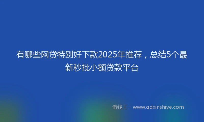 有哪些网贷特别好下款2025年推荐，总结5个最新秒批小额贷款平台
