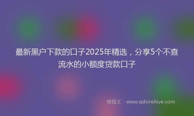 最新黑户下款的口子2025年精选，分享5个不查流水的小额度贷款口子