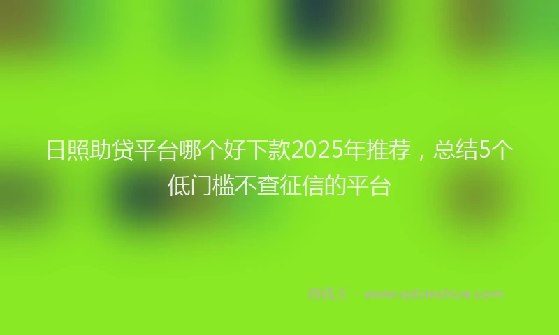 日照助贷平台哪个好下款2025年推荐，总结5个低门槛不查征信的平台