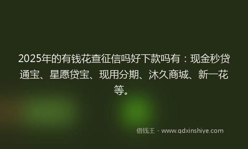 2025年的有钱花查征信吗好下款吗有：现金秒贷通宝、星愿贷宝、现用分期、沐久商城、新一花等。