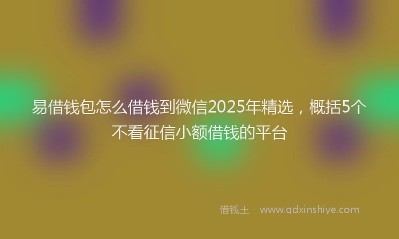易借钱包怎么借钱到微信2025年精选，概括5个不看征信小额借钱的平台