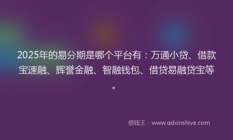 2025年的易分期是哪个平台有：万通小贷、借款宝速融、辉誉金融、智融钱包、借贷易融贷宝等。