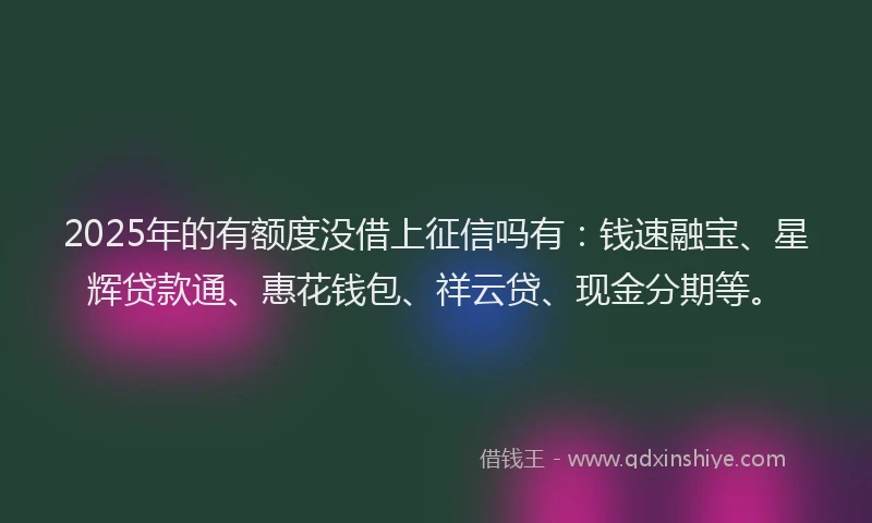 2025年的有额度没借上征信吗有：钱速融宝、星辉贷款通、惠花钱包、祥云贷、现金分期等。