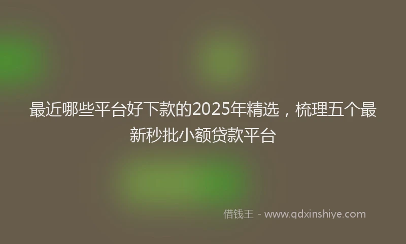 最近哪些平台好下款的2025年精选，梳理五个最新秒批小额贷款平台