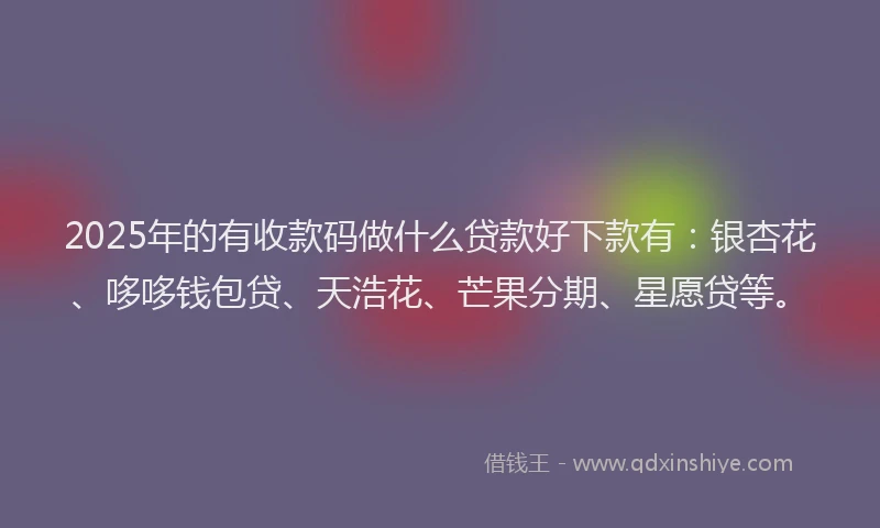 2025年的有收款码做什么贷款好下款有：银杏花、哆哆钱包贷、天浩花、芒果分期、星愿贷等。