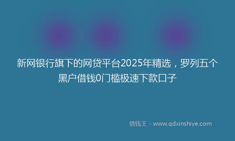 新网银行旗下的网贷平台2025年精选，罗列五个黑户借钱0门槛极速下款口子