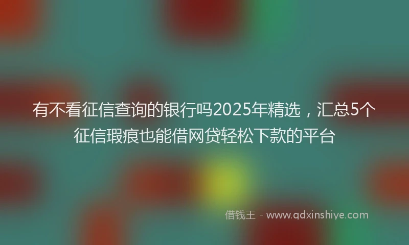 有不看征信查询的银行吗2025年精选，汇总5个征信瑕疵也能借网贷轻松下款的平台