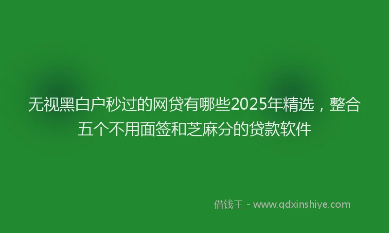 无视黑白户秒过的网贷有哪些2025年精选，整合五个不用面签和芝麻分的贷款软件