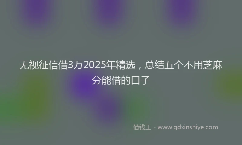 无视征信借3万2025年精选，总结五个不用芝麻分能借的口子