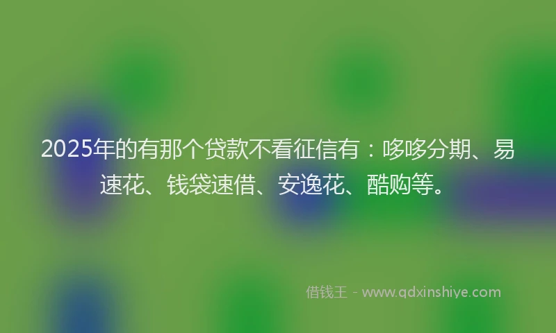2025年的有那个贷款不看征信有：哆哆分期、易速花、钱袋速借、安逸花、酷购等。