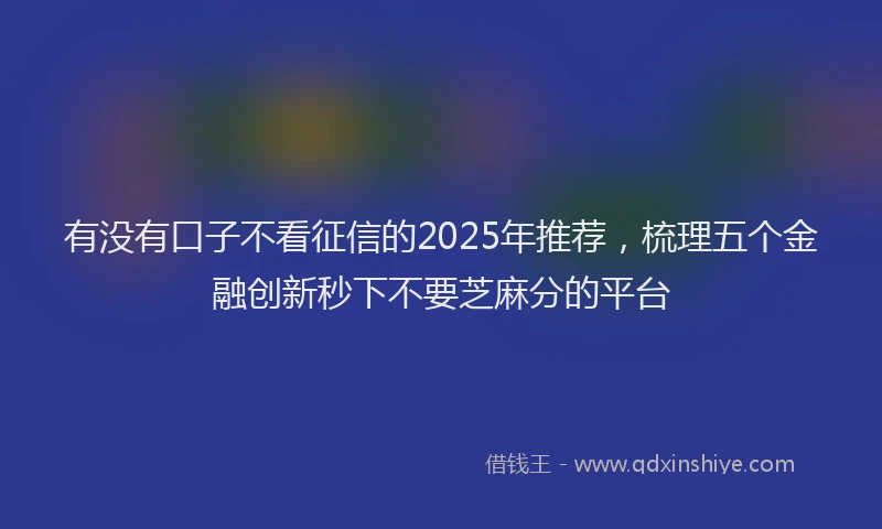 有没有口子不看征信的2025年推荐，梳理五个金融创新秒下不要芝麻分的平台