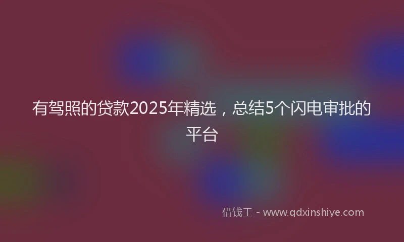 有驾照的贷款2025年精选，总结5个闪电审批的平台
