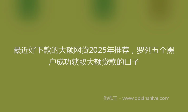 最近好下款的大额网贷2025年推荐，罗列五个黑户成功获取大额贷款的口子