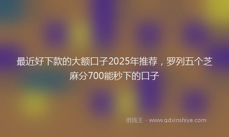 最近好下款的大额口子2025年推荐，罗列五个芝麻分700能秒下的口子