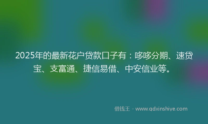 2025年的最新花户贷款口子有：哆哆分期、速贷宝、支富通、捷信易借、中安信业等。