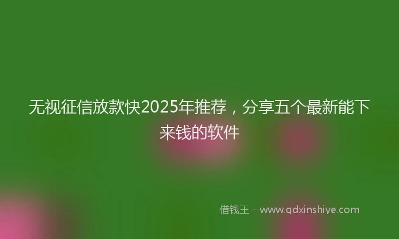 无视征信放款快2025年推荐，分享五个最新能下来钱的软件