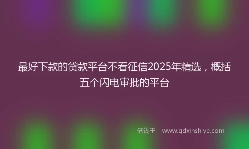 最好下款的贷款平台不看征信2025年精选，概括五个闪电审批的平台