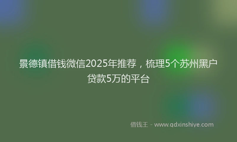 景德镇借钱微信2025年推荐，梳理5个苏州黑户贷款5万的平台